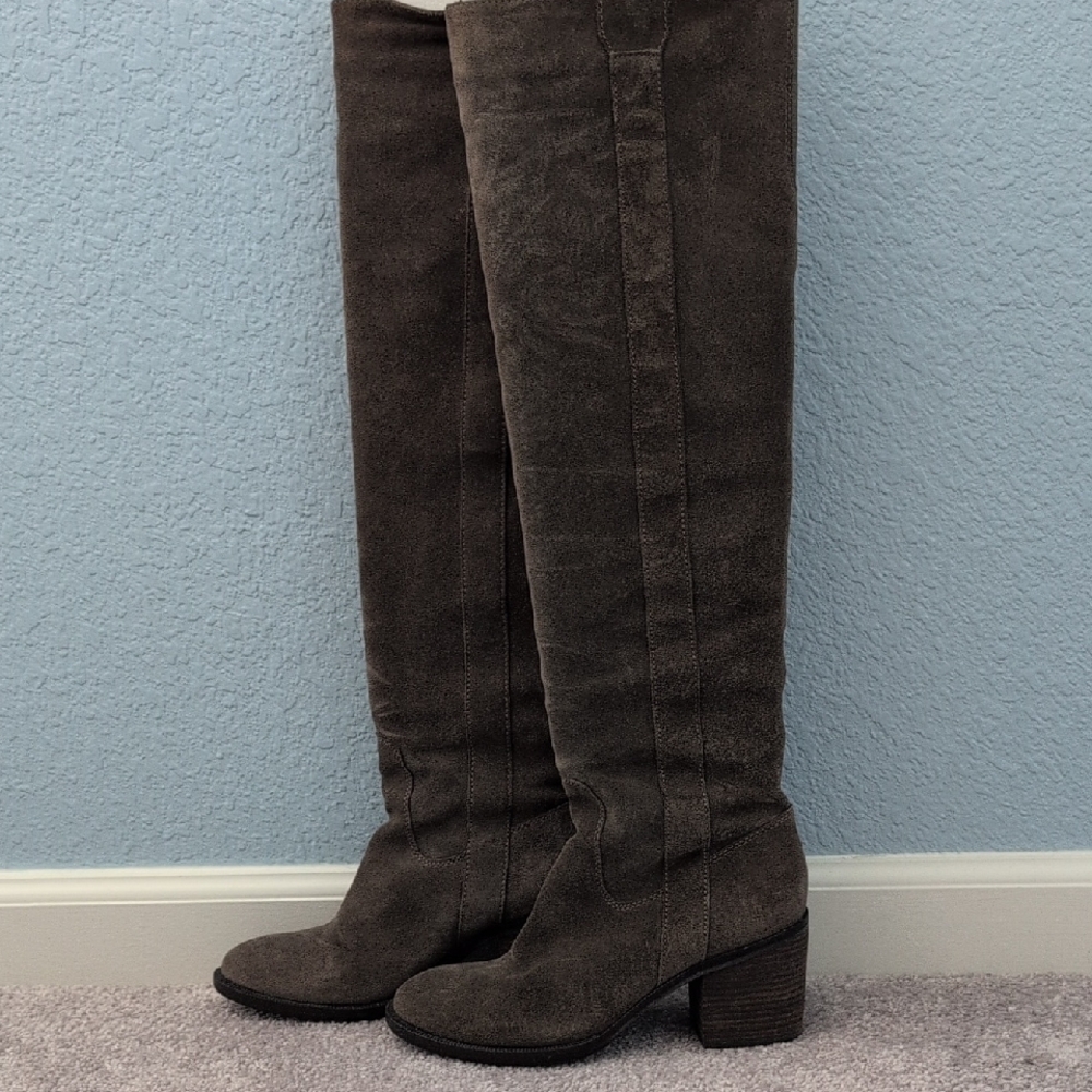 BCBGeneration Boss Over-the-Knee Taupe Suede Boots